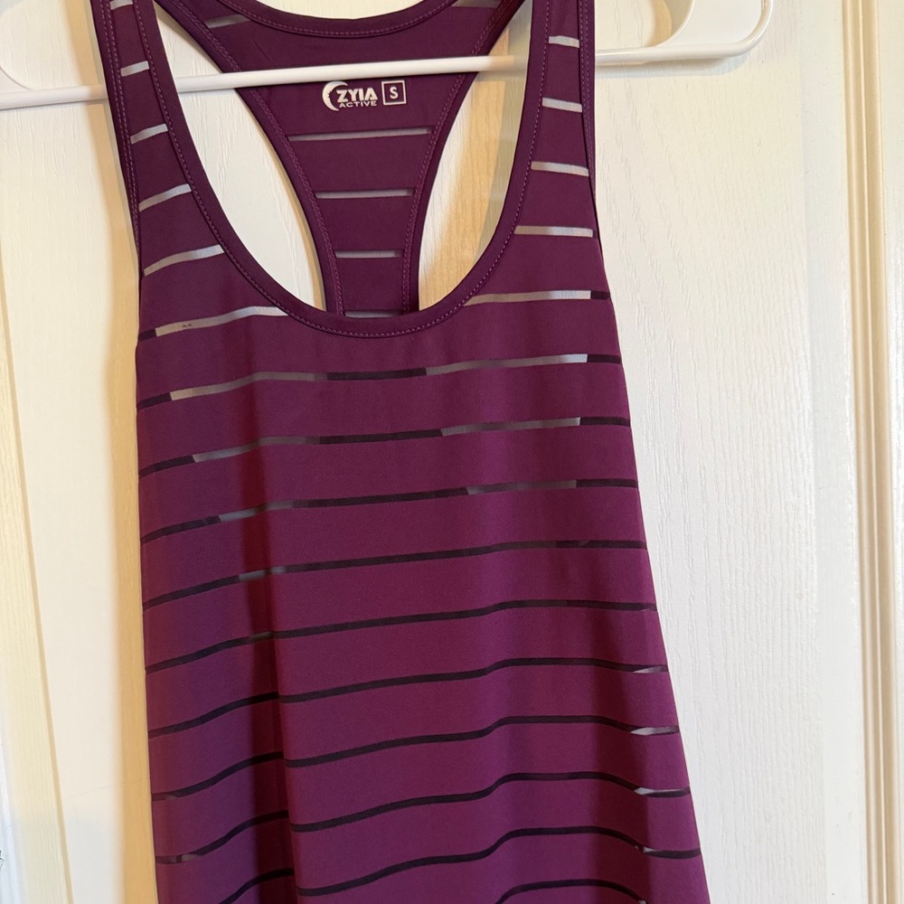 ZYIA Plum Striped Racerback Tank